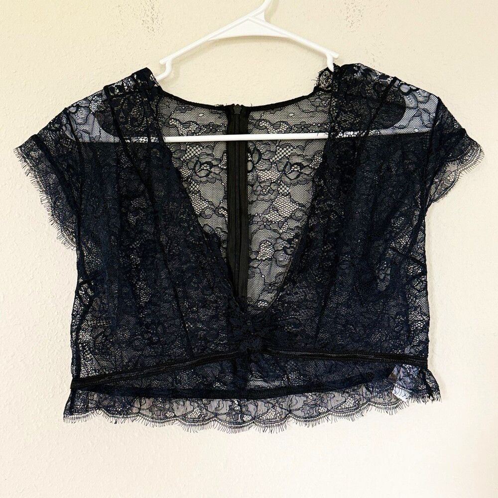 Cosmopolitan Floral Lace Sheer Top XL Whimsigoth Dark Fairy Witchy Victorian